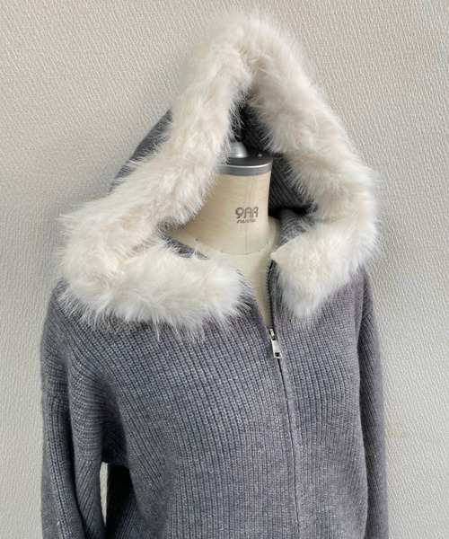 LADY LIKE ニット セーター 「秋冬新作」ふわふわファー付きニット