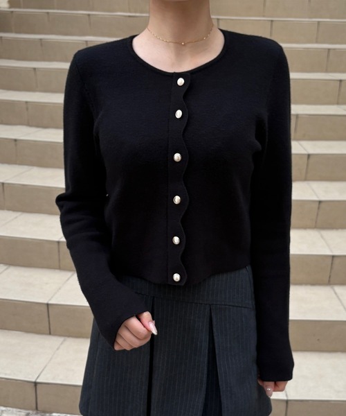 JUNOAH ニット セーター スカラップニットトップス レディース