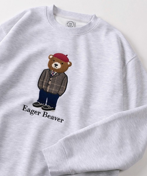 トレーナー スウェット 「84」クマコーデ サガラ＆アップリケ刺繍 裏毛