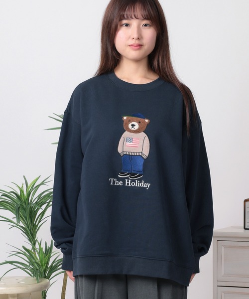 カブリナさま ご購入 タグ付き未使用 フランシュリッペ   クマ ベア スエット トレーナー スウェット 「84」クマコーデ サガラ＆アップリケ刺繍 裏毛