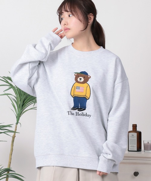 トレーナー スウェット 「84」クマコーデ サガラ＆アップリケ刺繍 裏毛