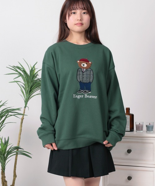 トレーナー スウェット 「84」クマコーデ サガラ＆アップリケ刺繍 裏毛