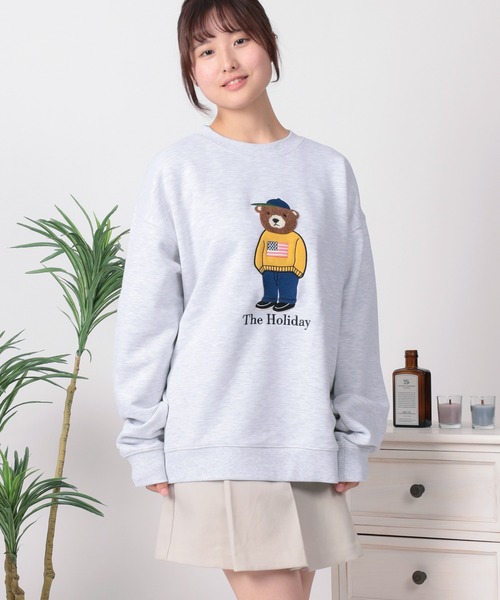 トレーナー スウェット 「84」クマコーデ サガラ＆アップリケ刺繍 裏毛