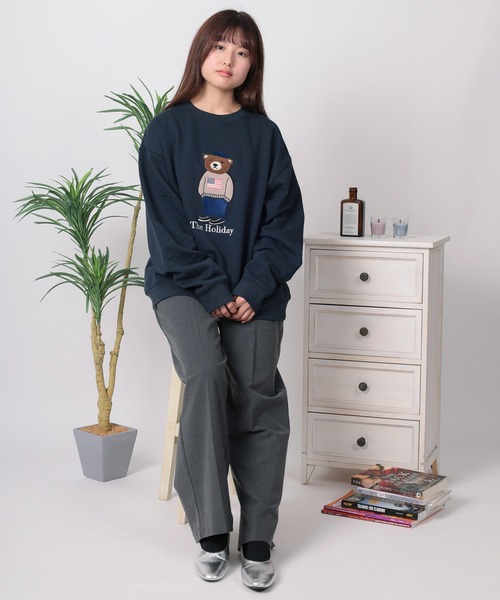 カブリナさま ご購入 タグ付き未使用 フランシュリッペ   クマ ベア スエット トレーナー スウェット 「84」クマコーデ サガラ＆アップリケ刺繍 裏毛