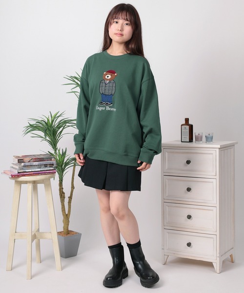 トレーナー スウェット 「84」クマコーデ サガラ＆アップリケ刺繍 裏毛