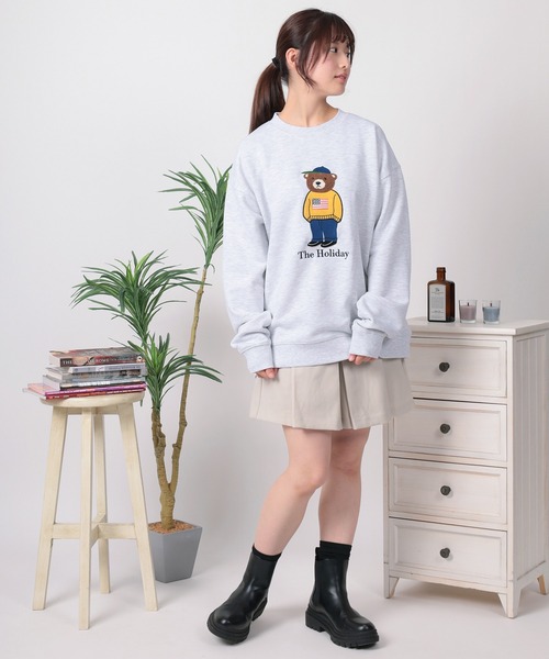 トレーナー スウェット 「84」クマコーデ サガラ＆アップリケ刺繍 裏毛