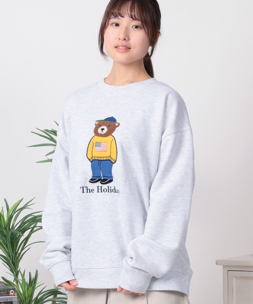 トレーナー スウェット 「84」クマコーデ サガラ＆アップリケ刺繍 裏毛