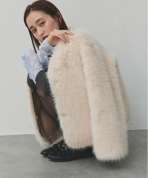 ad thie（アドティエ） ノーカラーコート コート ノーカラー フェイク