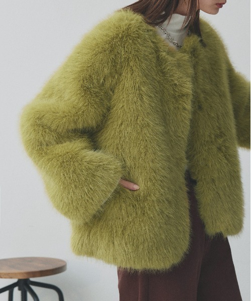 タグ付 未使用 ロイスクレヨン フェイクファー コート 緑 コクーンシルエット 楽天市場】ファーコート フェイクファーコート ロングコート