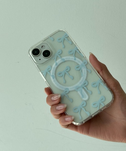 リボン柄クリアiPhoneケース L62313 リボン柄クリア iPhoneケース | nanomita