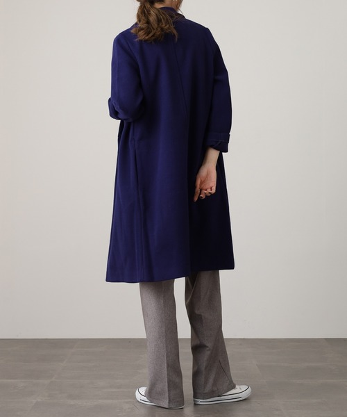 3320【美品】アーツアンドサイエンス　チェスターコート フラップポケット　紺 OMNES（オムネス） コート チェスターコート ストレッチメルトン