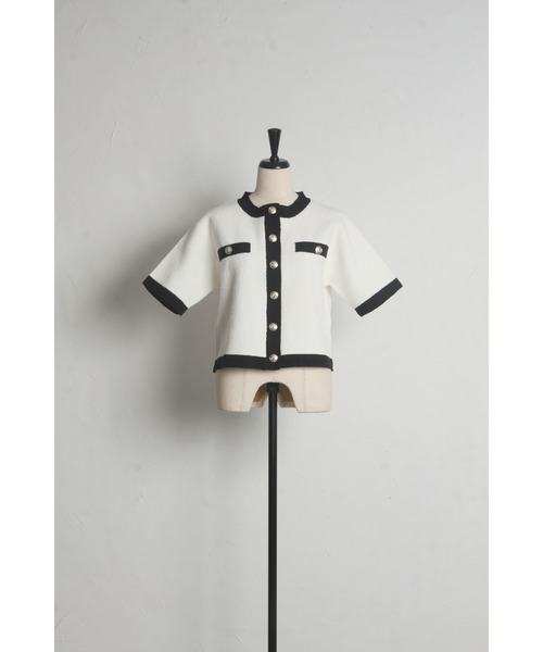 「&. NOSTALGIA」 半袖ニット M ライトグレー レディース_画像2