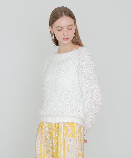 ANAYI（アナイ） ニット セーター チュールシャギーオフショルダー