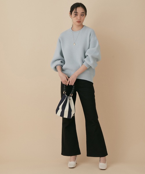 「ADAM ET ROPE'」 長袖ニット FREE ブルー レディース_画像5