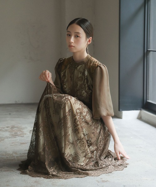 「GIRL」 半袖ワンピース L ブラウン レディース_画像6