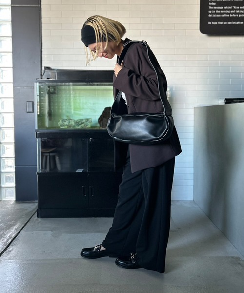 KETO レザーバッグ　ショルダー　ブラック　黒 Kotoe（コトエ） ショルダーバッグ バッグ フェイクレザー 横長 ベルト