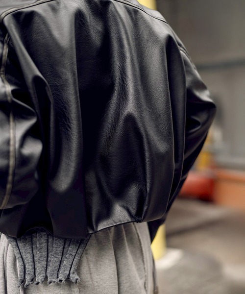CONZ ブルゾン アウター BALLOON LEATHER ZIP UP JACKET レディース