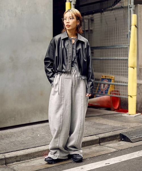 CONZ ブルゾン アウター BALLOON LEATHER ZIP UP JACKET レディース