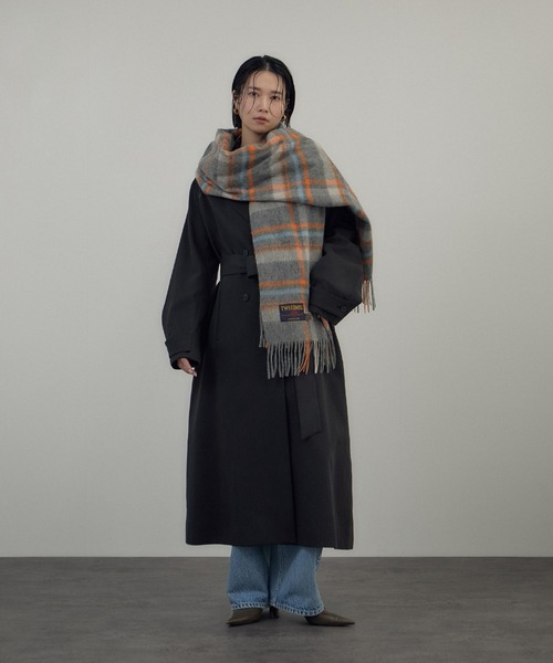 TWEEDMILL ダークグレー 大判　ツイード ストール　レディース TWEED MILL（ツイードミル） ストール マフラー 「TWEEDMILL（ツイード