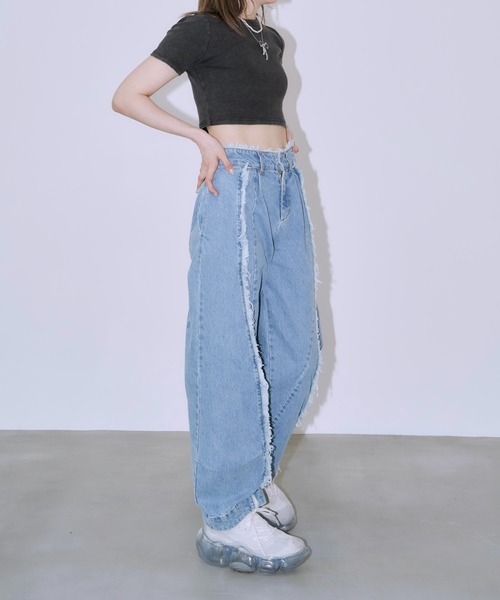 「Auntie Rosa」 デニムパンツ MEDIUM ライトブルー レディース_画像6