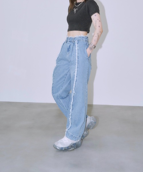 「Auntie Rosa」 デニムパンツ MEDIUM ライトブルー レディース_画像7