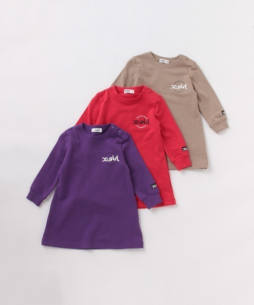 「X-girl Stages」 「KIDS」長袖ワンピース 120cm ベージュ キッズ_画像9