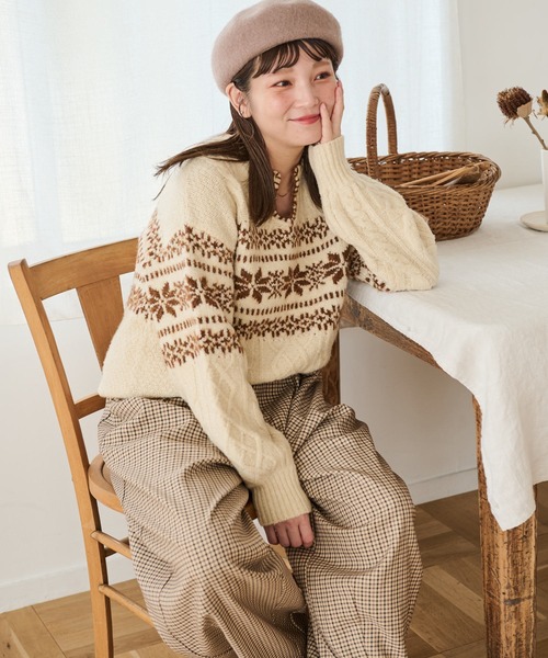 「Crisp」 長袖ニット FREE グリーン レディース_画像3