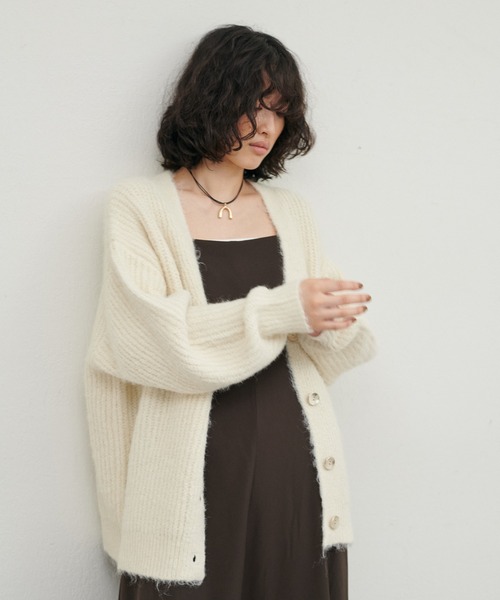 「LARUTA」 ニットカーディガン FREE グレー レディース_画像5