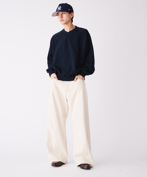 「Adoon plain」 スウェットカットソー LARGE レッド メンズ_画像8