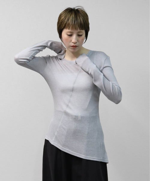 THE CELL. tシャツ テンセルシルク アシンメトリーロングスリーブプル