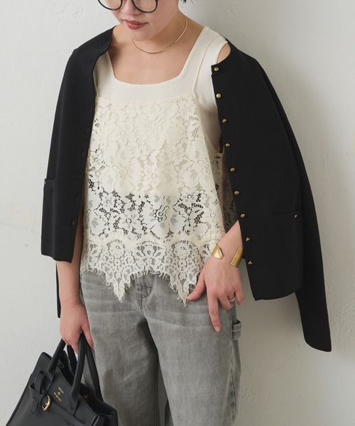 pual ce cin キャミソール フラワーモチーフレースキャミ : ZOZOTOWN
