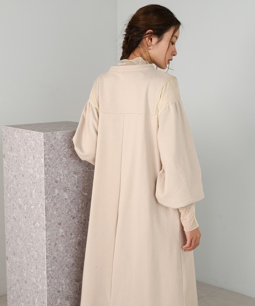 「Bab」 長袖ワンピース M グレイッシュベージュ レディース_画像7