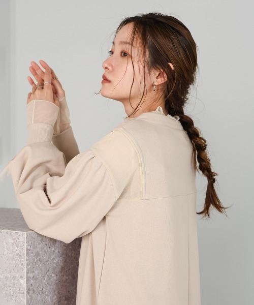 「Bab」 長袖ワンピース M グレイッシュベージュ レディース_画像8