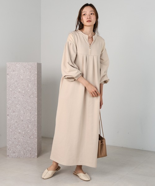 「Bab」 長袖ワンピース M グレイッシュベージュ レディース_画像9