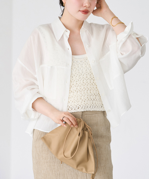 plage（プラージュ） ブラウス シャツ 「追加」RAMIE LYOCELL CROPPED
