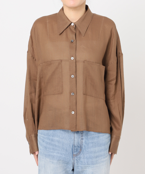 Plage RAMIE LYOCELL CROPPED シャツ 茶色 ブラウン plage（プラージュ） ブラウス シャツ 「追加」RAMIE LYOCELL CROPPED