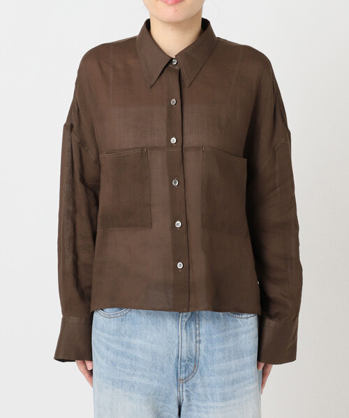 Plage RAMIE LYOCELL CROPPED シャツ 茶色 ブラウン plage（プラージュ） ブラウス シャツ 「追加」RAMIE LYOCELL CROPPED