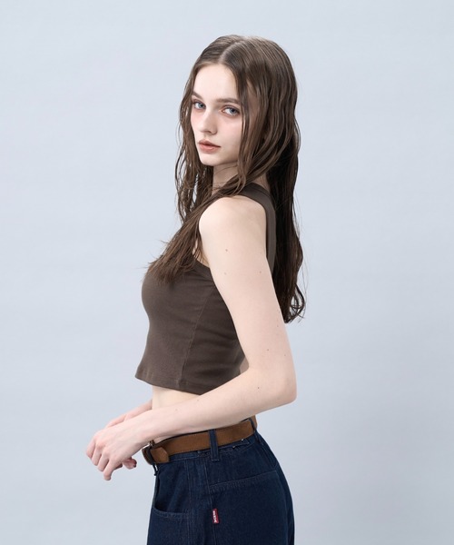 BENUA タンクトップ ノースリーブ Studded racer tank top 一 スタッズ