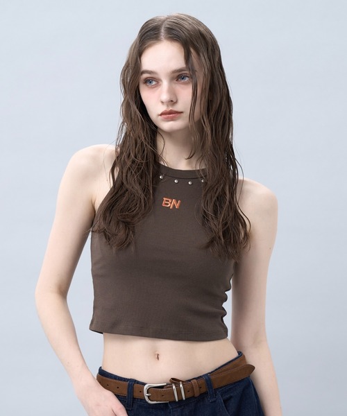 AF タンクトップ BENUA タンクトップ ノースリーブ Studded racer tank top 一 スタッズ