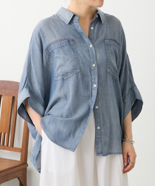 BEARDSLEY(ビアズリー) ブラウス シャツ シフォンデニムポンチョ BEARDSLEY(ビアズリー) ブラウス シャツ シフォンデニムポンチョ