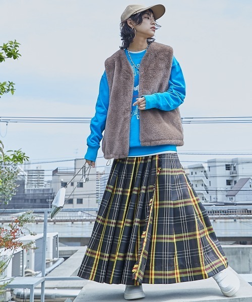 「GEVS.」 プリーツスカート 5L グリーン レディース_画像9