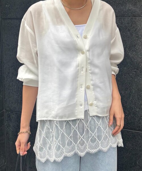 tシャツ 「伸縮性抜群」ヘムレースキャミソール レディースの画像