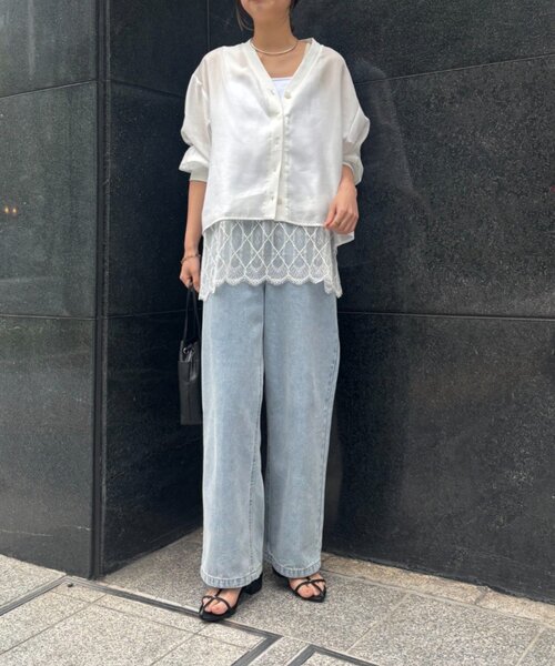 tシャツ 「伸縮性抜群」ヘムレースキャミソール レディースの画像