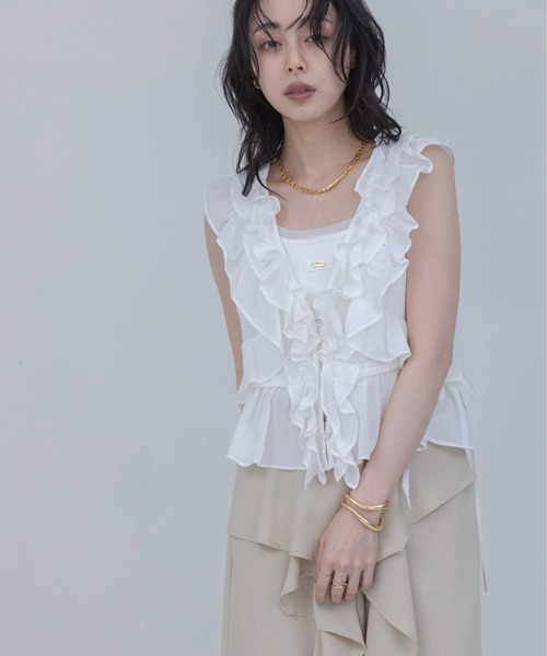 Eimee Law（エイミーロウ） ベスト ジレ ペプラムフリルドロストベスト