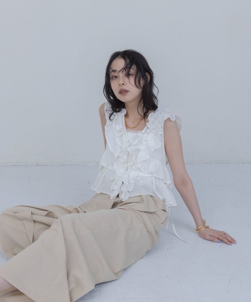 エリナ☆エイミーロウ ペプラムビスチェ Eimee Law（エイミーロウ） ベスト ジレ ペプラムフリルドロストベスト