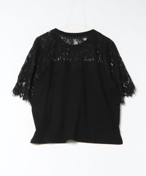antiqua（アンティカ） antiqua tシャツ 半袖 花柄 レース切替 綿混
