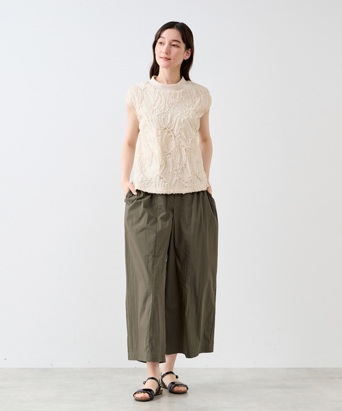 tシャツ 「LOURMARIN」テープチュール刺繍ノースリーブ レディース