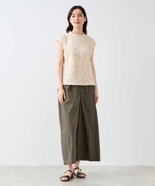 tシャツ 「LOURMARIN」テープチュール刺繍ノースリーブ レディース