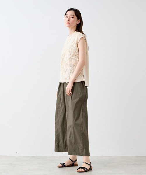 tシャツ 「LOURMARIN」テープチュール刺繍ノースリーブ レディース