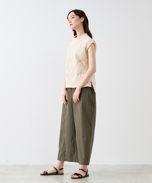 tシャツ 「LOURMARIN」テープチュール刺繍ノースリーブ レディース